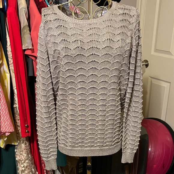 Parker Women's metallic knit key hole  sweater - Picture 3 of 9